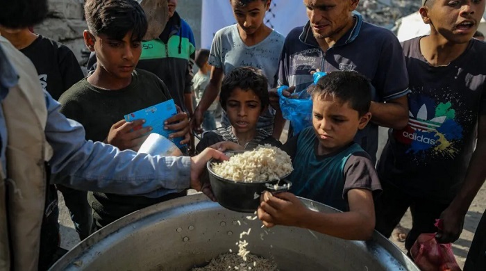 EPA Most of Gaza's population relies on aid for food, medical care and water