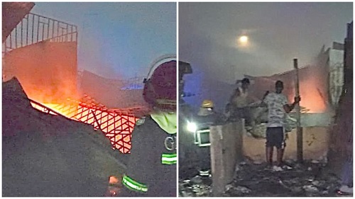 Some residents trying to assist personnel of the fire service to quench the fire