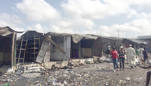 A section of the market left in ruins after the fire