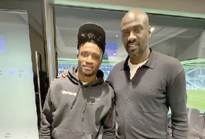 • Coach Otto Addo (right) with Mohammed Kudus during the visit