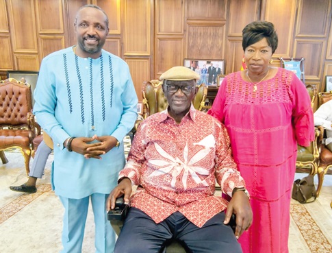 John Boadu (right), NPP National Chairman aspirant, with former President J. A. Kufuor and Rita Talata Asobayire, NPP 2nd Vice-Chairperson and Member of the Presidential Elections Committee