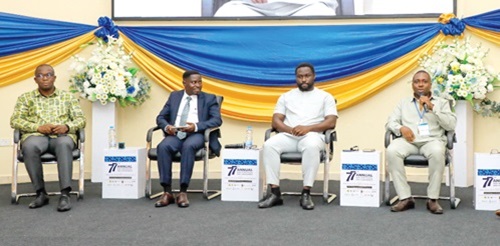 Prof. Simon-Peter Kafui Aheto (right), Deputy Director Programmes, Digital Youth Village And Centre For Digital Youth Development, addressing the conference. Picture: ELVIS NII NOI DOWUONA 