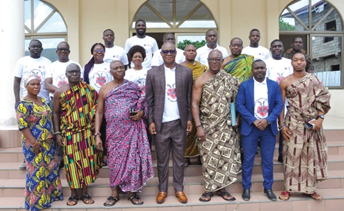 Dr Adam A.A. Bonaa (front row, middle), Executive Secretary of the National Commission on Small Arms and Light Weapons, members of the commission, and some Asogli chiefs