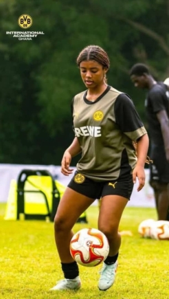 This is Inaya Ayew, Dede's daughter who is sharpening her skills at Borussia Dortmund Academy, which is set to open in Ghana in February 2026