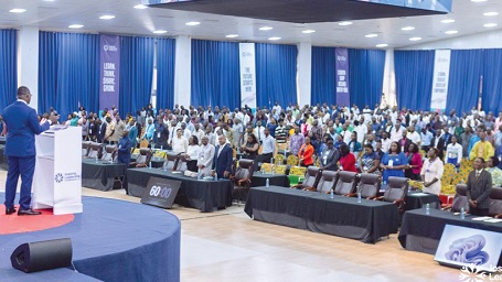 Dr Joseph Siaw Agyepong (left), Executive Chairman of the Jospong Group, speaking at the ceremony