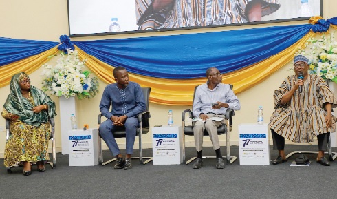 Prof. Issifu Yidana (right), Associate Professor of ICT Education, University of Education Winneba, addressing the conference. Picture: ELVIS NII NOI DOWUONA 