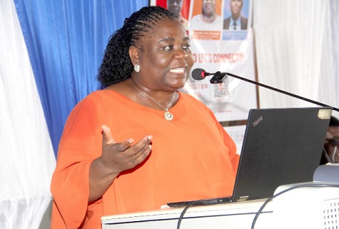 Dr Cecelia Tutu-Danquah (inset) addressing the participants