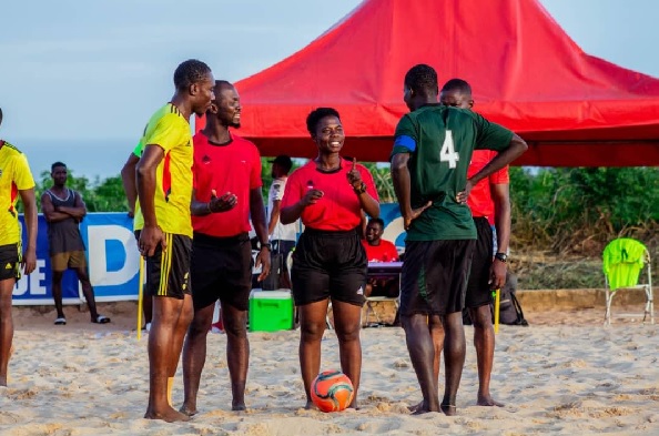 Portia Oppong (middle) in action, doing what she loves best