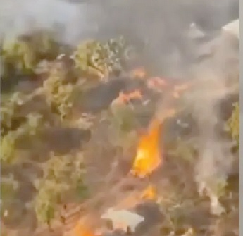 Footage shot from a police helicopter shows one of the camps in a forested area of Kogi state in flames