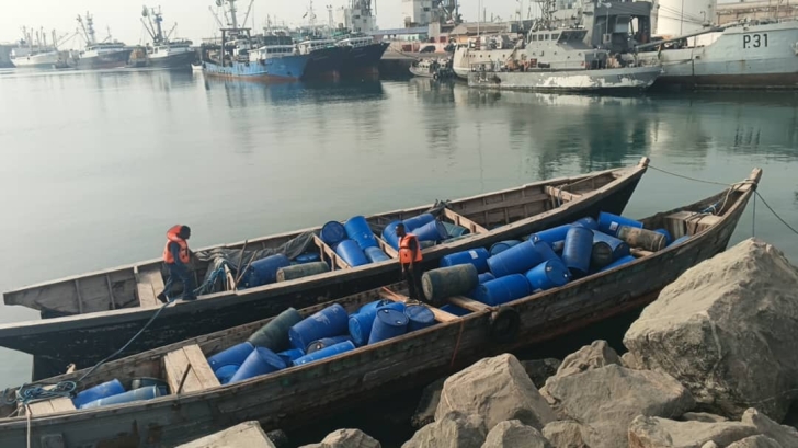 Commodore Solomon Aseidu-Larbi, Flag Officer Commanding Eastern Naval Command, speaking to the media