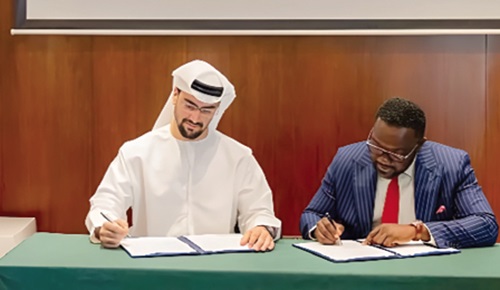 Reindorf Twumasi Ankrah (right), CEO, GIADEC, and Ali Bin Jerais, CEO, Metalloid signing the agreement  
