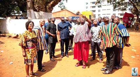 A delegation from TDC, Tema Traditional Council and Tema Youth Association on the premises of the Meridian Hotel after the meeting