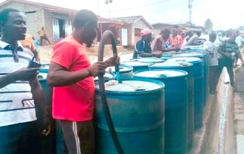 Premix fuel being distributed