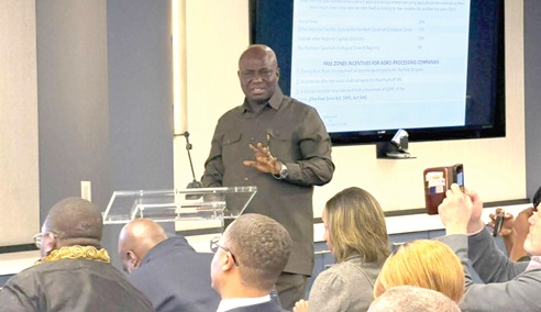 Eric Opoku, Food and Agriculture Minister, addressing the forum in USA