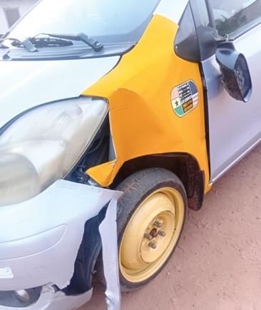 The taxi that was driven by Joseph Kwadwo Koranteng to chase the robbers