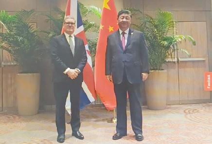  British Prime Minister Keir Starmer attends a bilateral meeting with President Xi Jinping of China