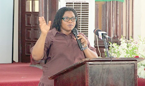 Bernice Gavor (inset), Project coordinator and General Manager, Accents and Arts Possibilities, taking students through an orientation programme. Pictures: ERNEST KODZI 