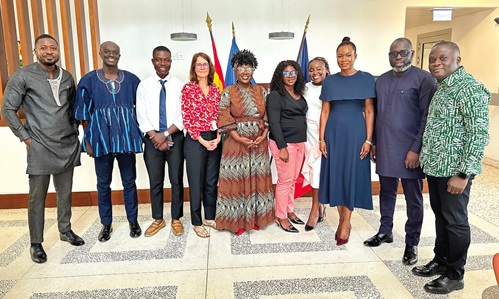 Christine Battesti (4th from left), Political Counsellor to the French Ambassador, with IRDNGhana delegation, including Tornyi (5th from left), the President, and Worlase Kpeli (2nd from right), a member of the Governing Council.