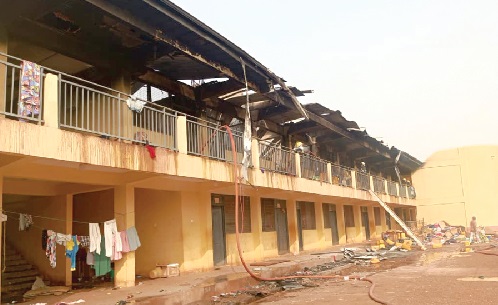 Firefighters working hard to bring the fire under control