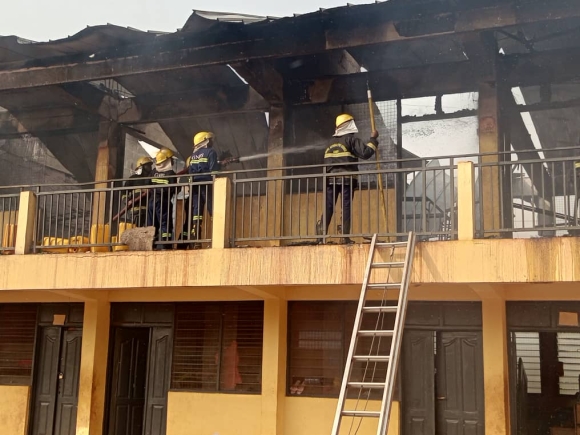 Fire destroys dormitory block at NOBISCO, about 900 students displaced