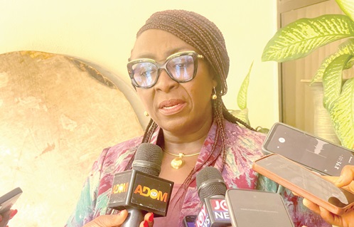 Abla Dzifa Gomashie, Minister of Tourism, Culture and Creative Arts, speaking to journalists at the event