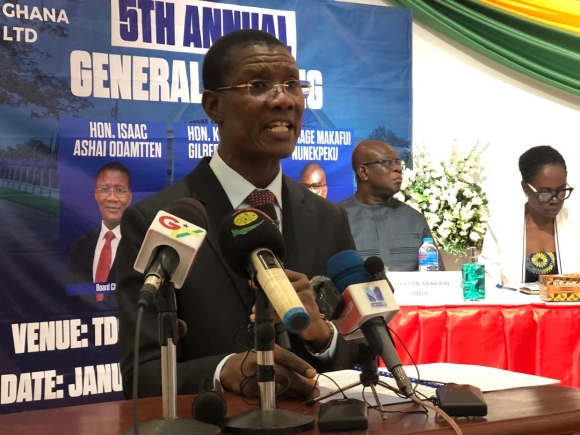 Isaac Ashai Odamtten,TDC Board Chairman addressing the AGM