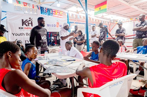 Joseph Agbeko speaking to some of the participants 