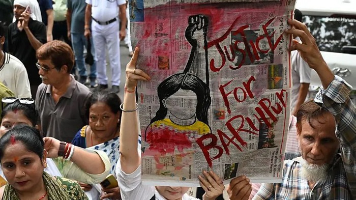 A protest in Kolkata against the rape and murder of the 11-year-old in Baruipur