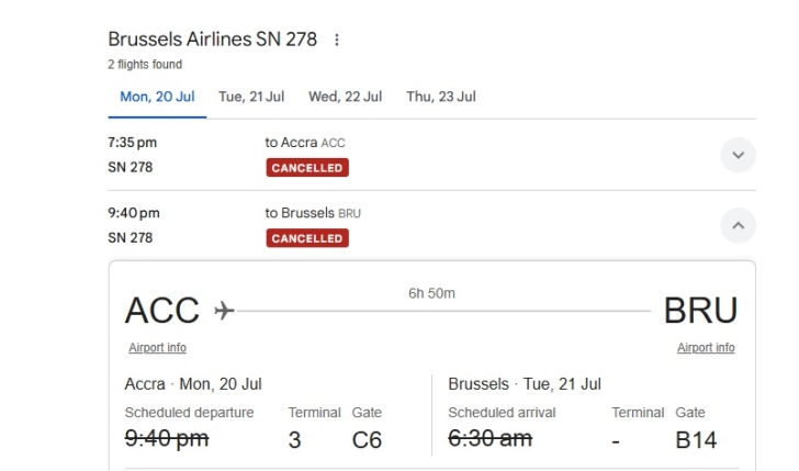 Brussels Airlines flight returns to Accra minutes after take-off over technical fault