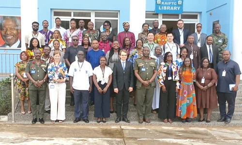 The partners with dignitaries and programme heads after the event