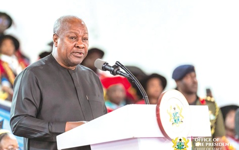 President John Mahama speaking at the graduation ceremony