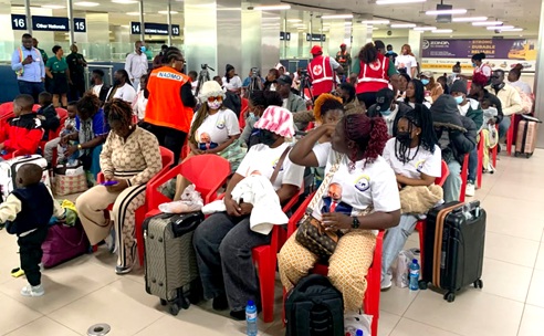 Some of the evacuated Ghanaians seated during the ceremony Some of the evacuated Ghanaians seated during the ceremony