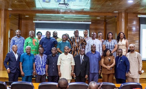Godwin Kudzo Tameklo (5th from left) with members of the  Parliamentary Select Committee on Economy and Development after the visit