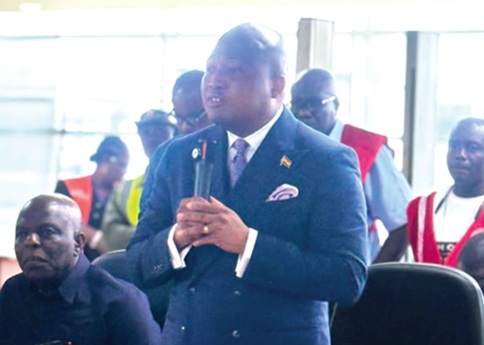 Samuel Okudzeto Ablakwa, Minister of Foreign Affairs, addressing the evacuated Ghanaians