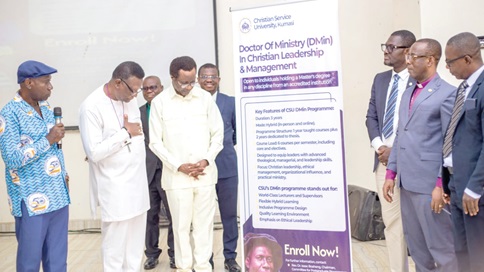 Most Rev. Professor Emmanuel Asante (2nd from left), Chancellor, CSU, launching the programme while other guests look on