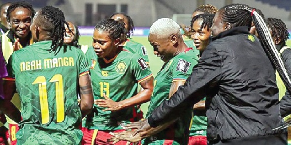Cameroun's Indomitable Lionesses celebrating their 2-1 win over Mali