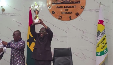 Speaker Bagbin receives Democracy Cup trophy ahead of Kotoko-Hearts clash