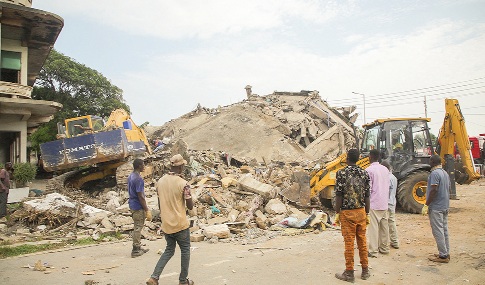 The rubble from the demolished building. Picture: CALEB VANDERPUYE