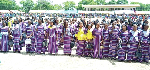 The 228 women who completed their apprenticeship training in hand weaving and leather works 