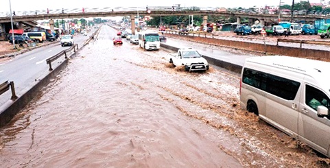 Floodwaters in the city