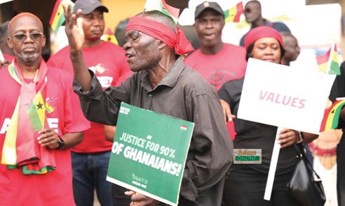 Anti-LGBTQ activists protesting in Accra. Ghanaians cherish their family values