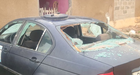 A vandalised private vehicle