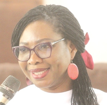 Solace A.M. Akomeah, President, WiWASH, speaking at the event. Picture: ESTHER ADJORKOR ADJEI 