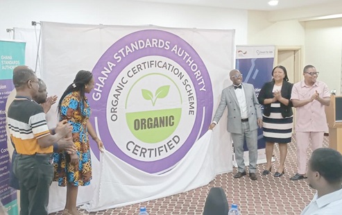 Prof. George Agyei (3rd from right), GSA Director-General, unveiling the logo with other dignitaries