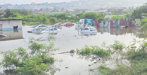 Vehicles were submerged after the downpour
