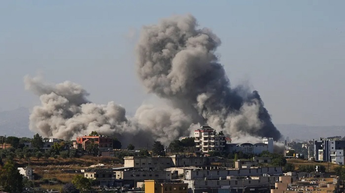 Smoke was seen billowing over southern Lebanon following an Israeli strike