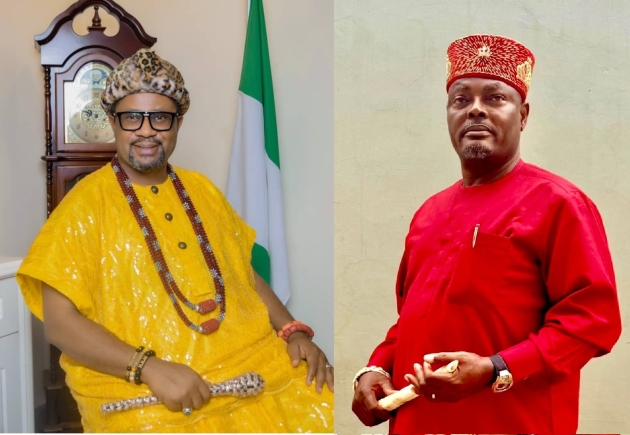 Chukwudi Jude Ihenetu (left) and Innocent Lekwuwa Ukejelam Ọnọchirimba (right) as Patron of Igbo Community in Ghana