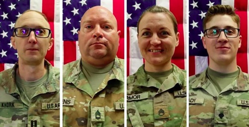 From left to right: Capt Cody Khork, Sgt 1st Class Noah Tietjens, Sgt 1st Class Nicole Amor and Sgt Declan Coady - two other service members who have yet to be identified also died in the Kuwait strike