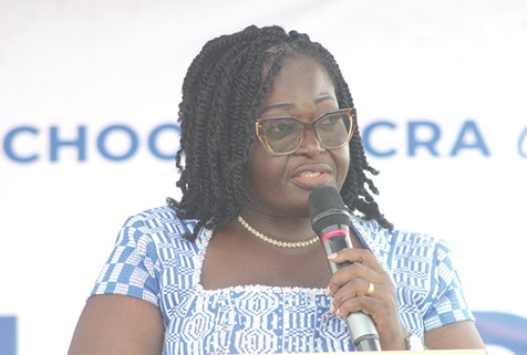 Philomena Owusu-Ansah (inset), Headmistress of St. Mary’s Senior High School, addressing students at the 76th speech and prize-giving day. Picture ESTHER ADJORKOR ADJEI