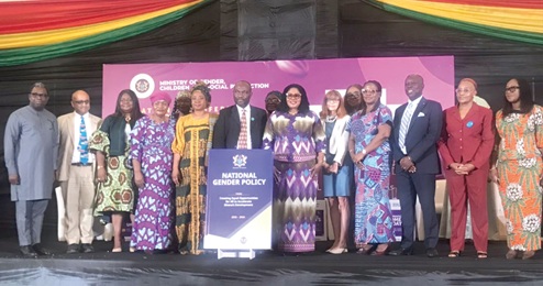 Dr Agnes Naa Momo Lartey (6th from right), Minister of Gender, Children and Social Protection, with some officials at the event.  Picture: ESTHER ADJORKOR ADJEI